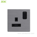 13A Switched BS Socket Outlets 2Gang Stainless Steel